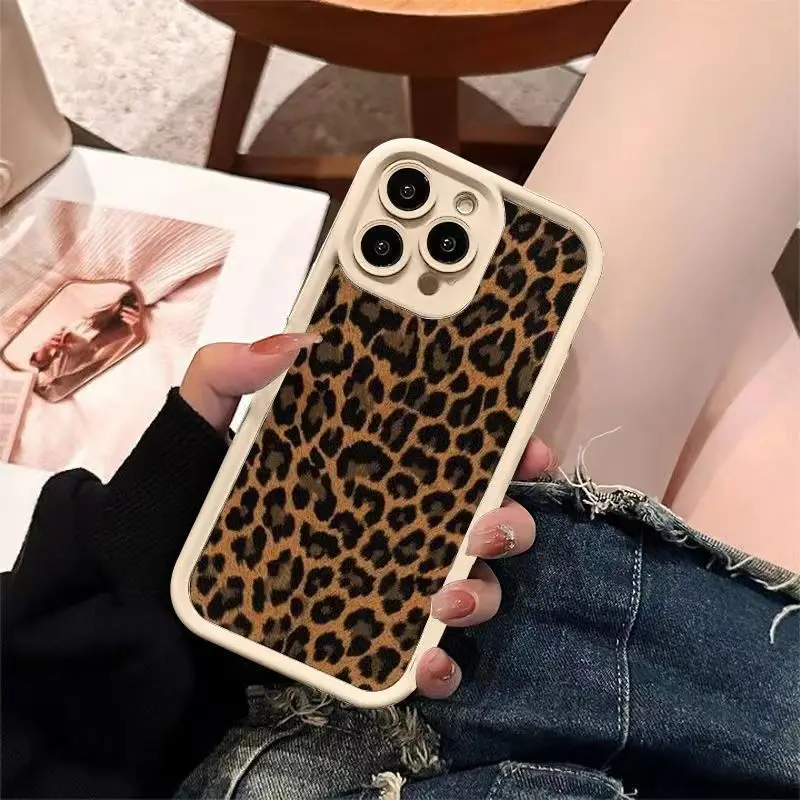 Leopard Black Cheetah Print Pattern Design Soft TPU TPU Case  Shockproof Protective Cover for For Iphone 16 15 14 13 Pro Max details