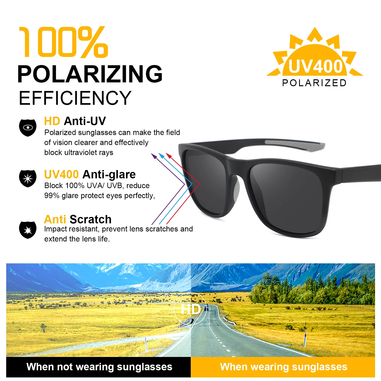 Wholesale Sport Sunglasses Men Polarized Lens Outdoor Shades Sun Glasses Custom logo Cycling Running Glasses