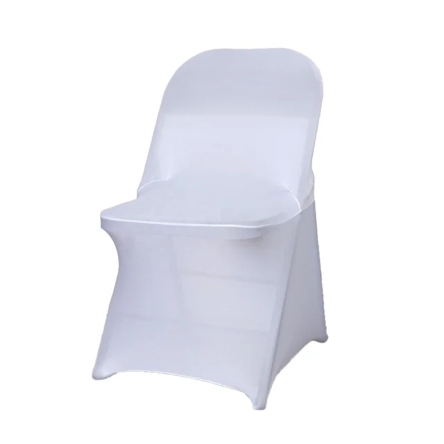 Stretch Spandex White Folding Chair Cover for Wedding Party Dining Banquet Events Hotel Restaurant
