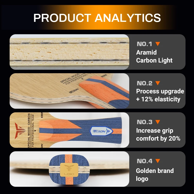 Loki Telson China Pingpong Blades High Performance and More Stable Telson Carbon Fiber Bottom Table Tennis Rackets Blade