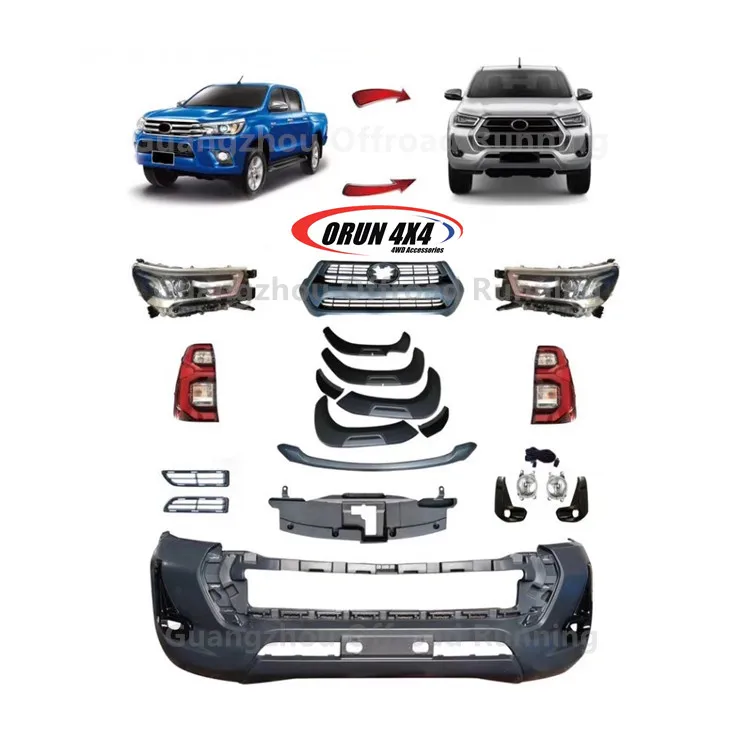 Hilux Body Kit Facelift Upgrade Hilux 2021 2022 Bumpers Auto Body Kits