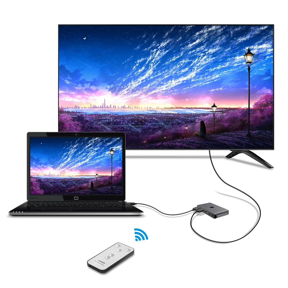 New Version KVM Switch with 4K for HDMI 3 in 1 Out 3 Ports 3 Aluminum Alloy for HDMI Cable