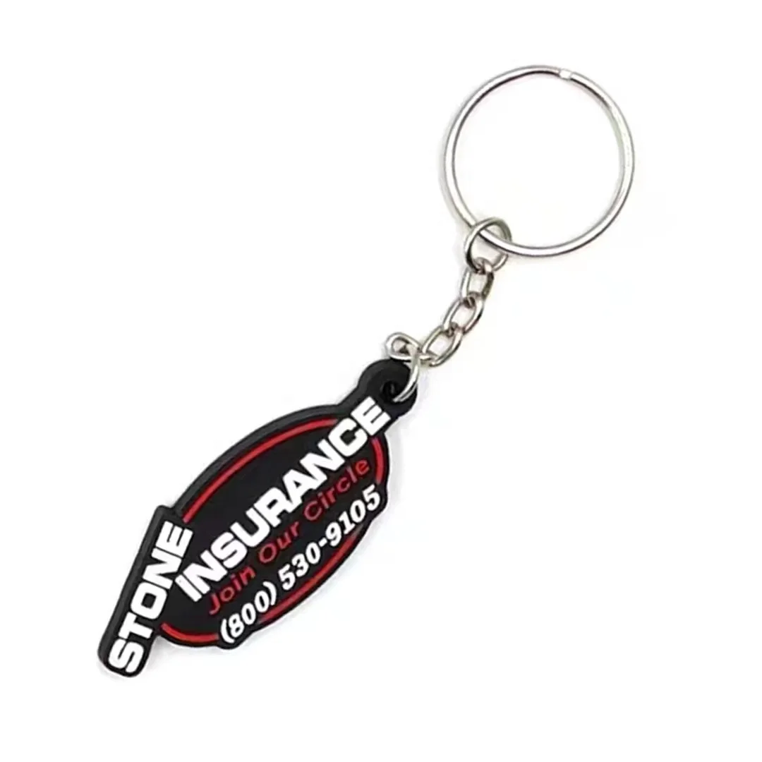 Stock Factory Customized 2D 3D Keychain Pvc Customized With Your Design logo Rubber Key Ring Silicone Keychain Promotional Gifts