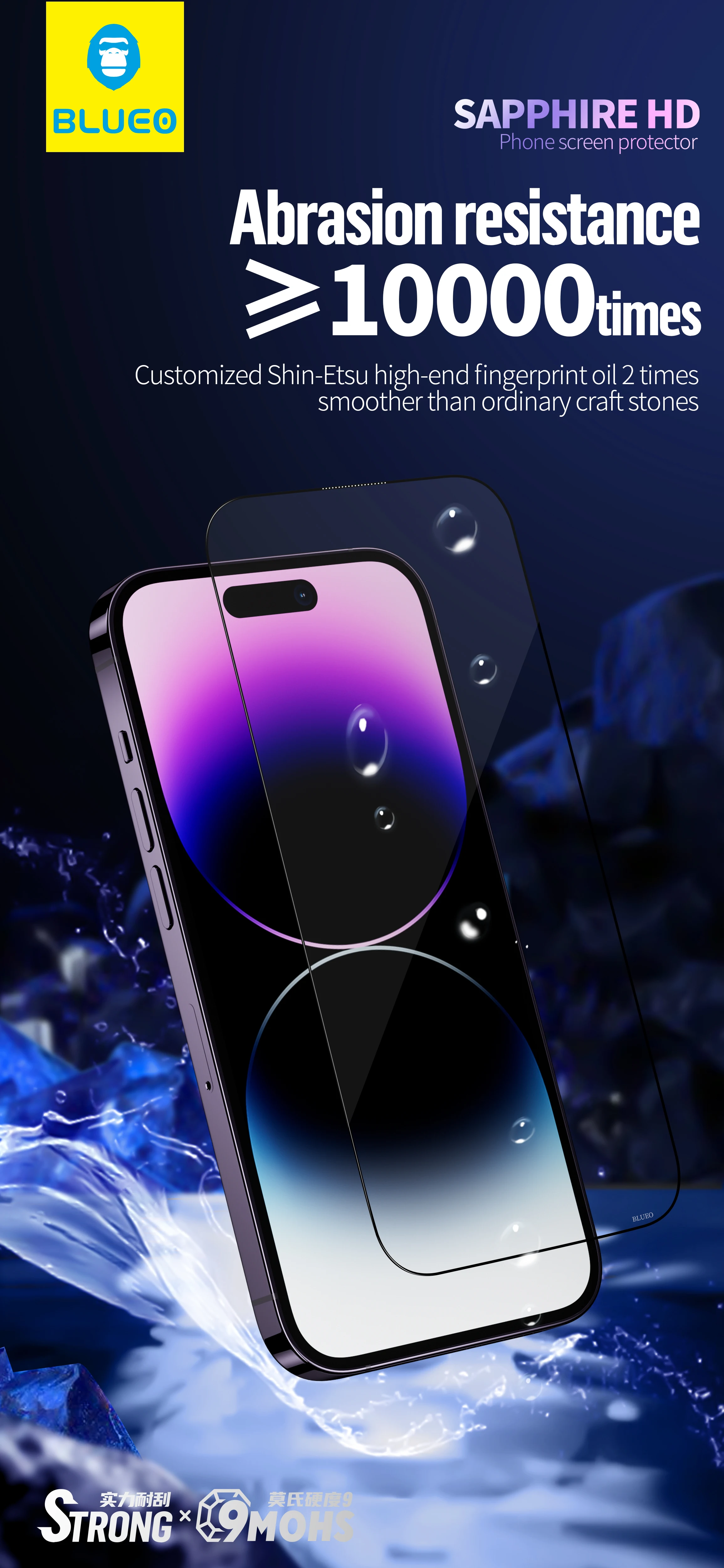 Blueo High Quality Scratch-Resistant Anti-explosion Sapphire Glass Screen  With Installation Tray for iPhone 14 Pro Max