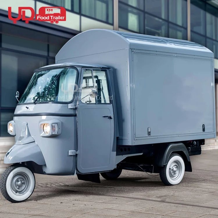 New Design 3 Wheels Electric Food Tricycle Mobile Kitchen Beer Bar Ice Cream Cart Piaggio Ape Food Truck
