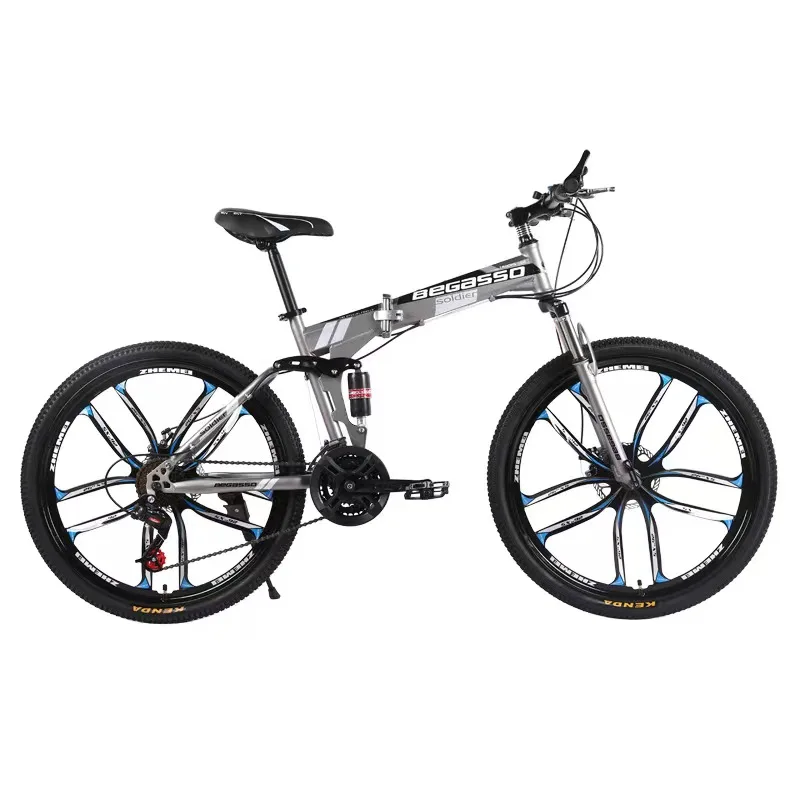BeGasso Folding Bike Double Cushioned Gisc Brake Variable Speed Mountain  Bike Students Style One Wheel Bike
