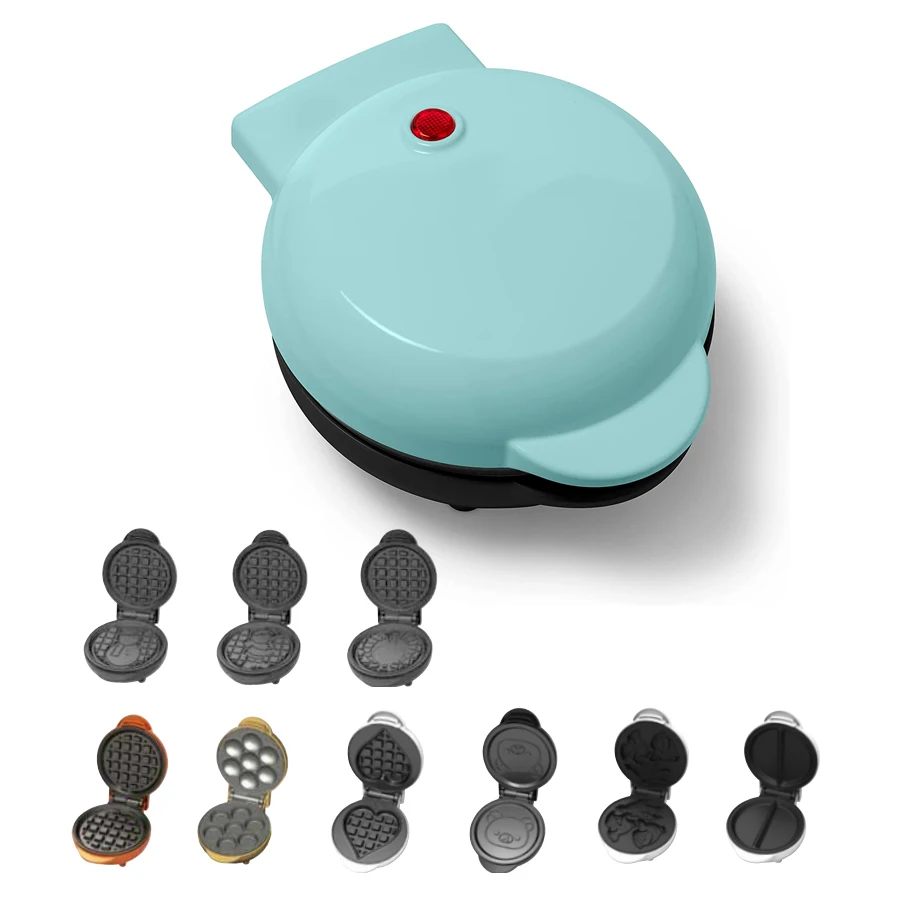 Electric Mini Round Waffle Maker Snowman Donuts Cake Pops Plates