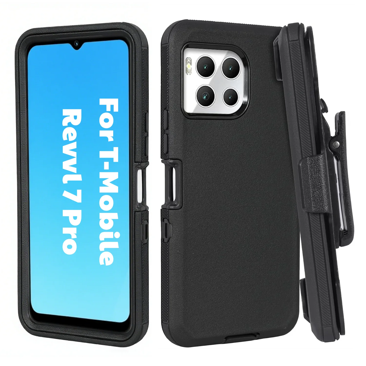 Defender Mobile Phone Cases for T-Mobile Revvl 8 Pro Revvl 7 5G Belt Clip  Holster Rugged Rubber Case Heavy Duty Shockproof Cover