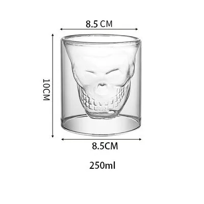 New Design 25ml 75ml 150ml Double Layer Transparent Skull Head Whiskey clear Glass Glass bar Party Drink Cup Luxury Wine Mug