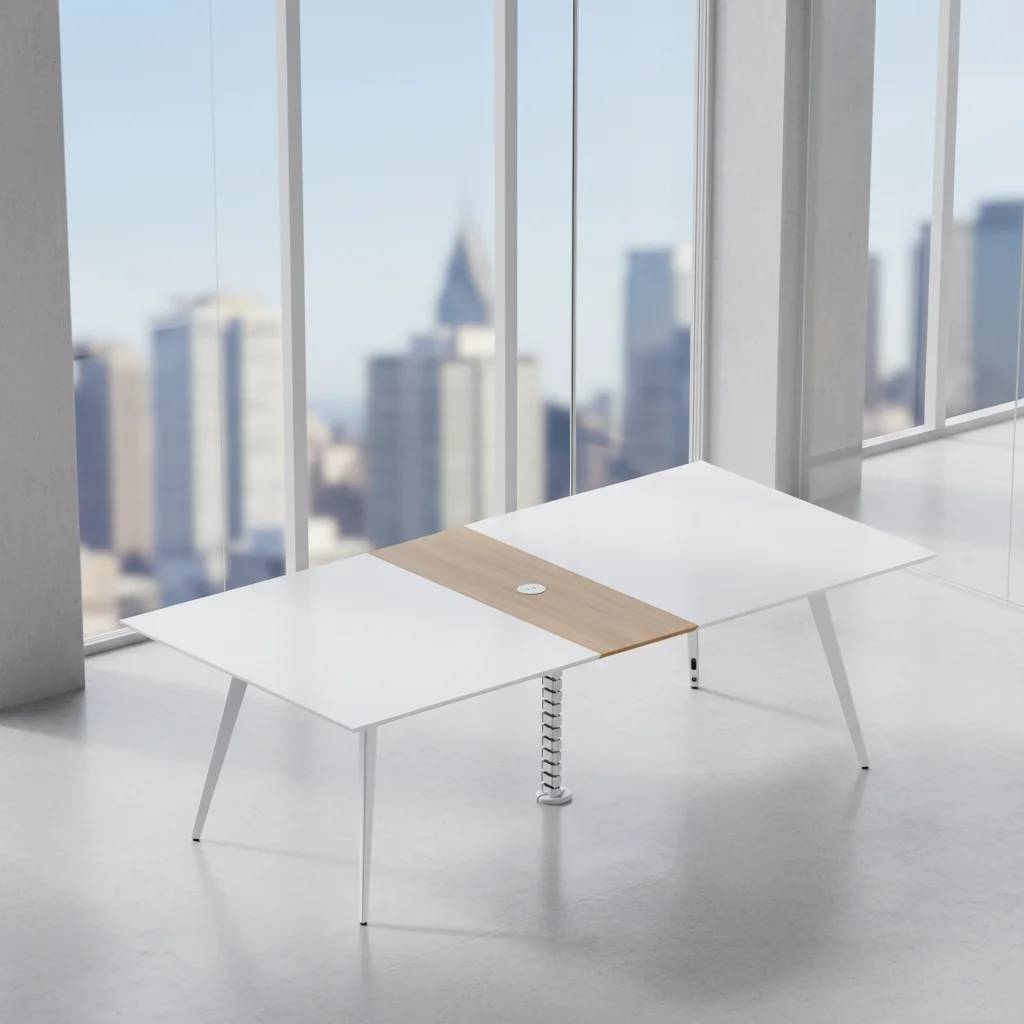 Executive Meeting Table Cable Management System Foldable Automatic Wooden Contemporary Office Furniture Steel Base Heavy Duty 5