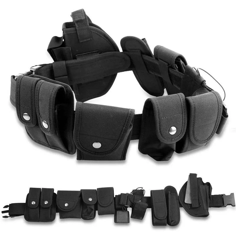Premium Sport Enthusiasts Tactical Belt with Commonly Pouches Heavy Duty Training Belt Security Hunting Gear Waist Belts