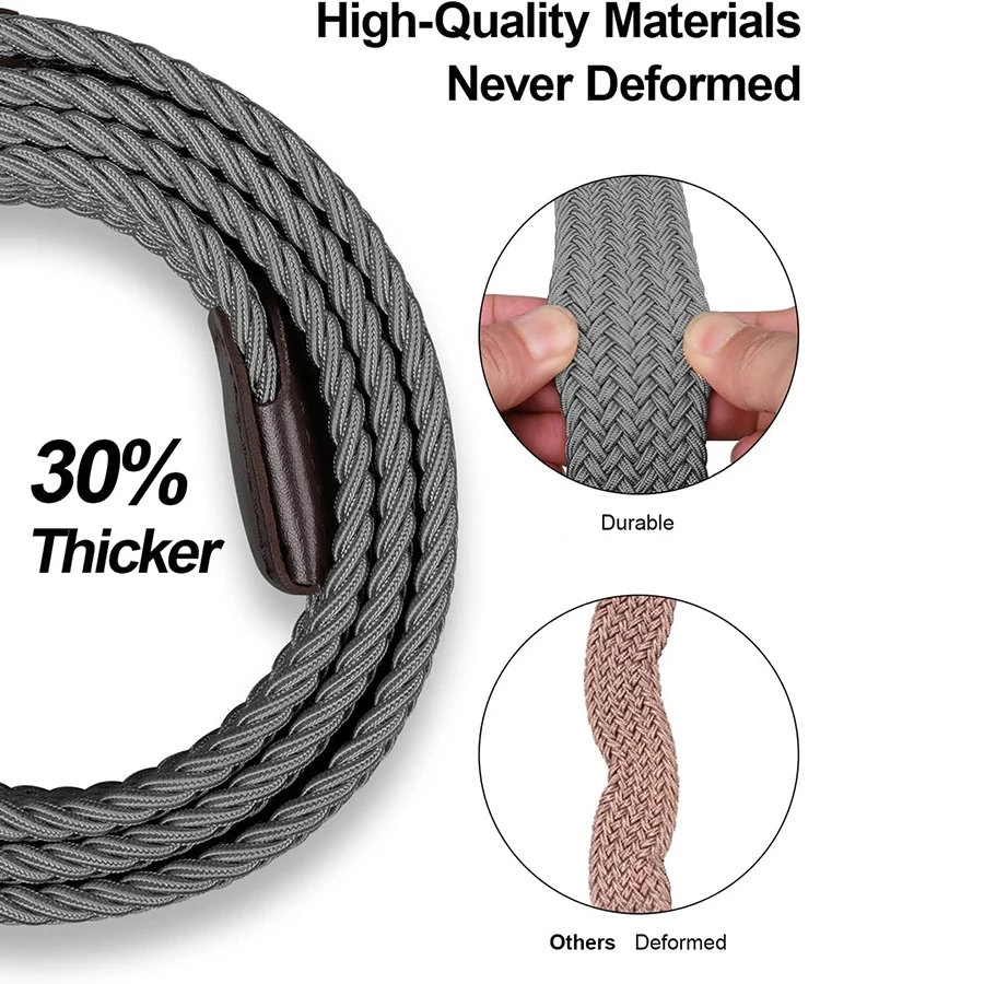 Men Wear-resistant Pants Shorts Elastic Braided Stretch Men Golf Casual Jeans Belts Woven Nylon Work Tactical Belts