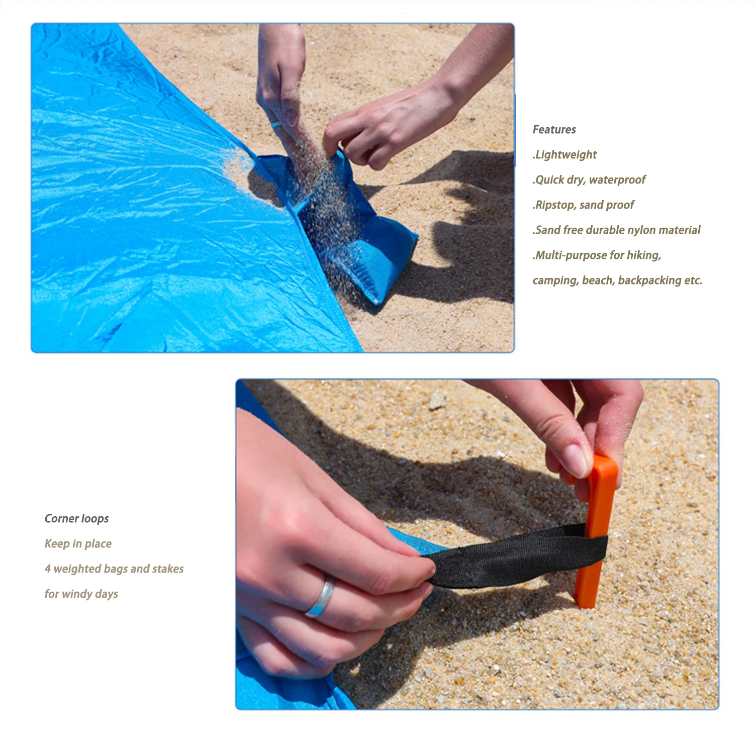 Portable Waterproof Beach Mat Custom Logo Printed Durable Sand Proof ...