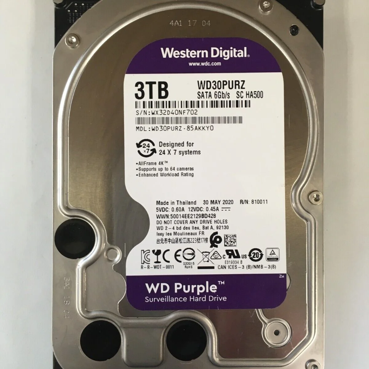 Digital WD Purple SC HA500 2TB 4TB 6TB Surveillance HDD SATA III 6.0Gb ...