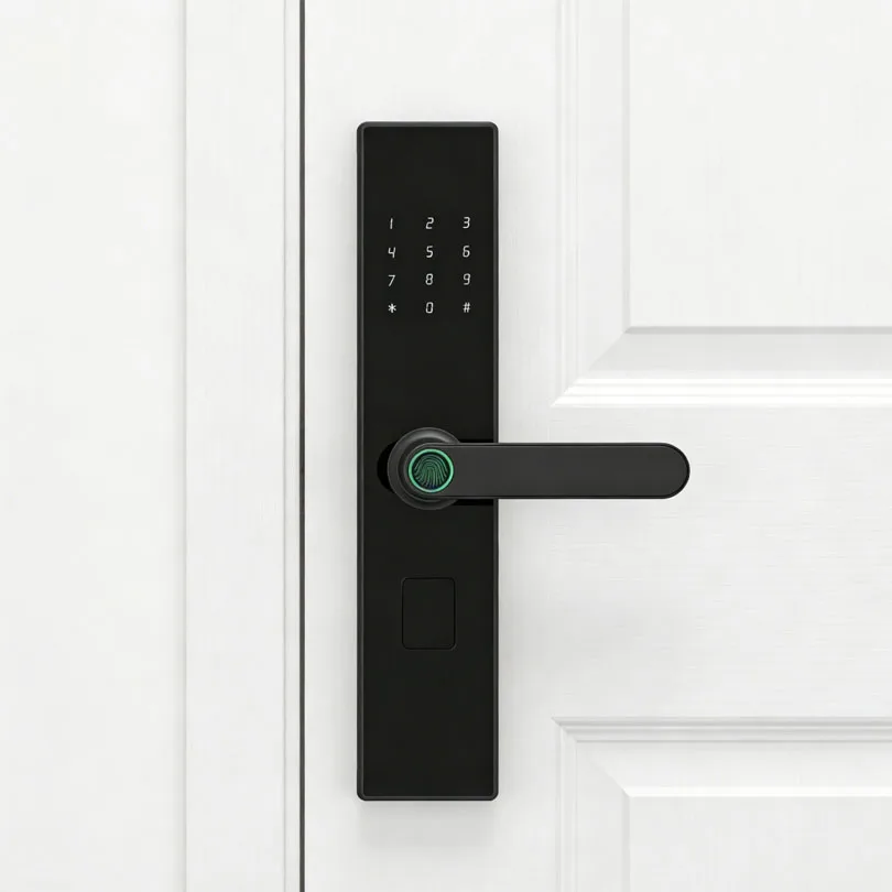 ล็อกประตูอัจฉริยะแบบกึ่งอัตโนมัติ พร้อมระบบสแกนลายนิ้วมือ WiFi และปลดล็อกจากระยะไกล ล็อกความปลอดภัยระดับ C-Class ป้องกันการโจรกรรม ยี่ห้อ Kaisstar