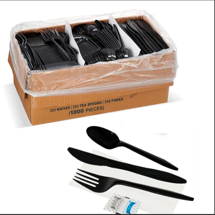China Manufacturer Disposable Fork Spoon Knife Teaspoon Cutlery Set with Customized logo Wrapped