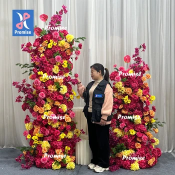 Promise Hot Sale Red Roses Flower Arch for Wedding Artificial Flower Arch Wedding Decoration Wedding Arch Backdrops