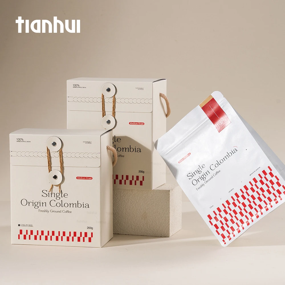 Tianhui Food Grade Resealable Zipper Stand-Up Pouch for Coffee Beans Packaging