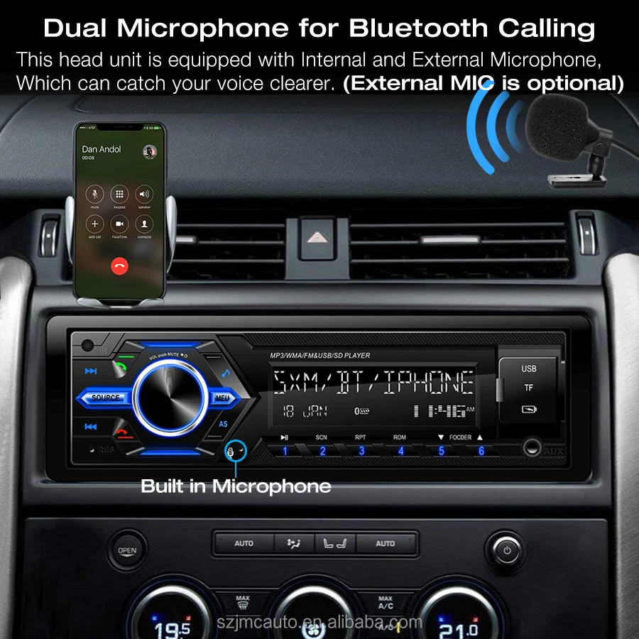 JMC Updated Version Digital Media Receiver 7 Colors Button Changing Car Radio 1 Din Car Mp3 Player Audio Stereo Head