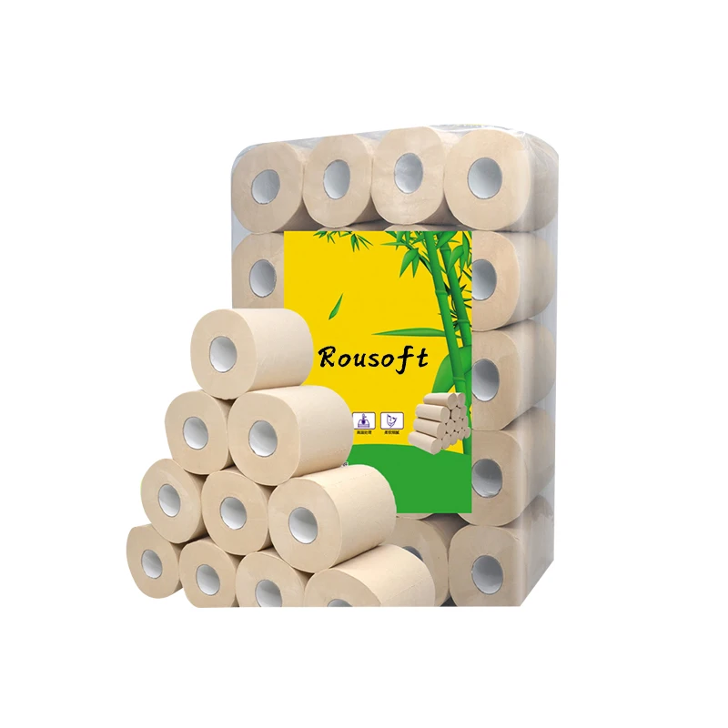 Factory Price Toilet Tissue Paper Roll Bamboo Pulp 3ply Standard Roll Toilet Tissue Paper