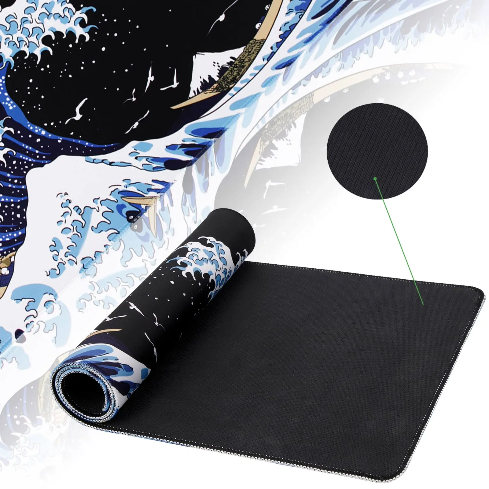 Factory Direct Custom Sea Wave Big Mouse Pad Non Slip Neoprene Anime