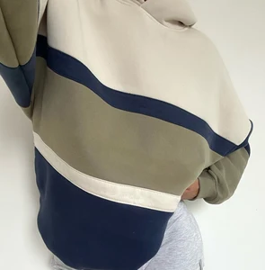 High Quality Wholesale Custom Embroidered Logo Printed Three Color Block Winter Autumn Heavyweight Oversized Cozy Pullover