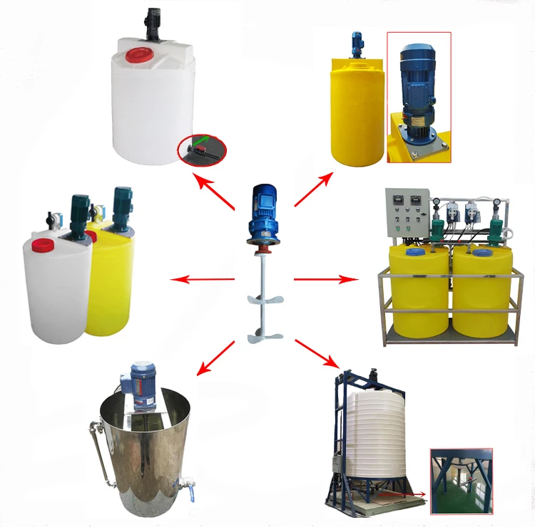 Chemical Dosing Tank with Agitator Mixer Made of PE Plastic