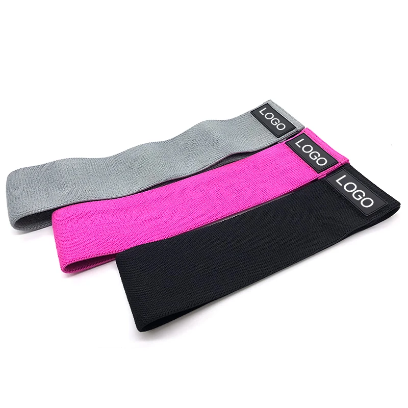 Stock Color Fabric Exercise Band Rubber Resistance Booty Band Fitness Loop Band Set