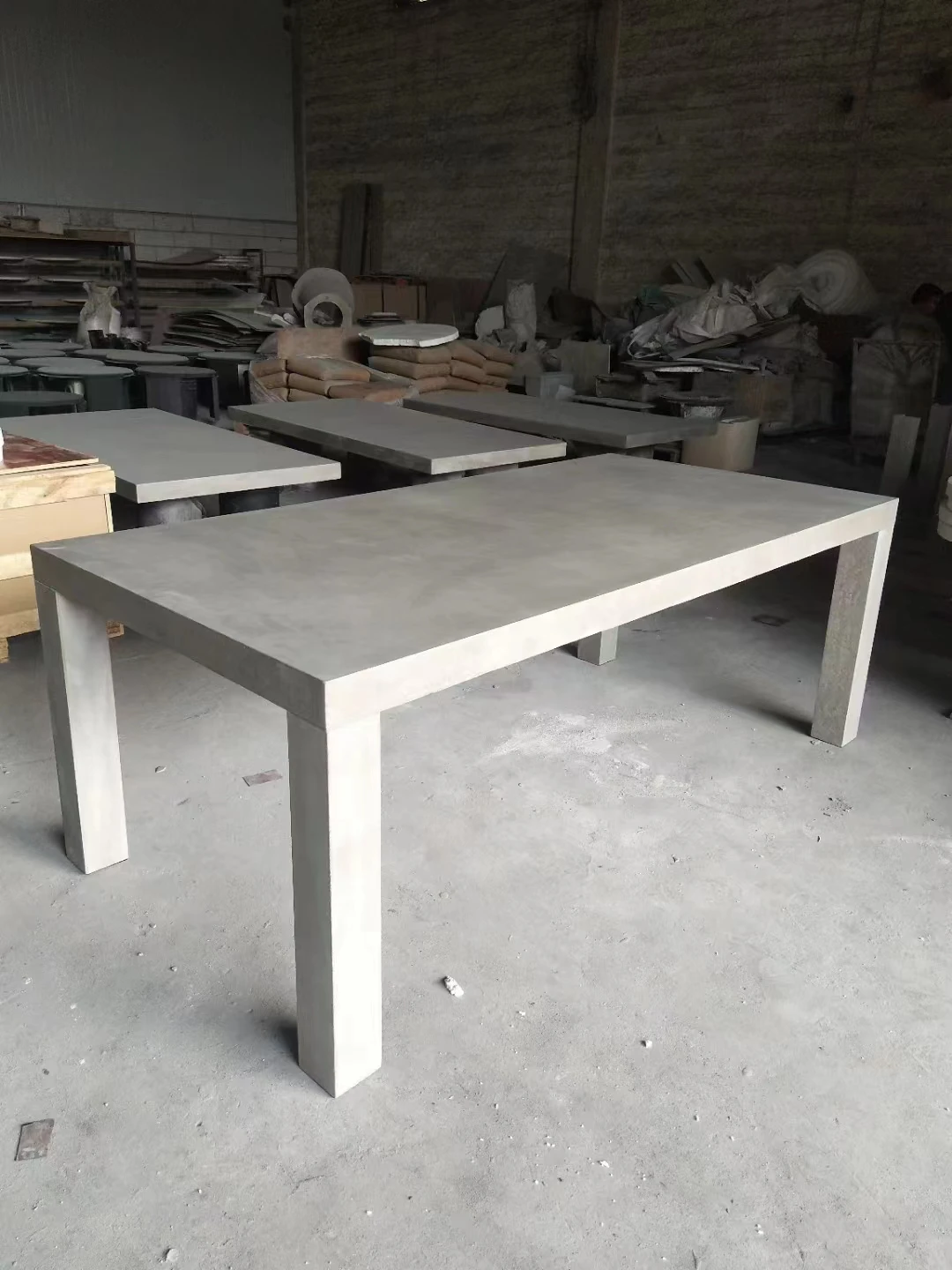 Заводские продажи высокопрочный прочный открытый прямоугольный обеденный стол из стекловолокна, цемента и бетона