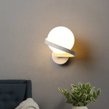 Nordic creative bedroom bedside lamp wall lamp simple modern staircase aisle living room background wall glass LED lamp