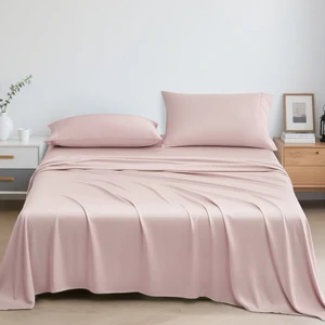 OEKO TEX Organic Bamboo Duvet Cover Set Plain Dyed Sateen Weave Sheet Woven Bamboo Bedding Set