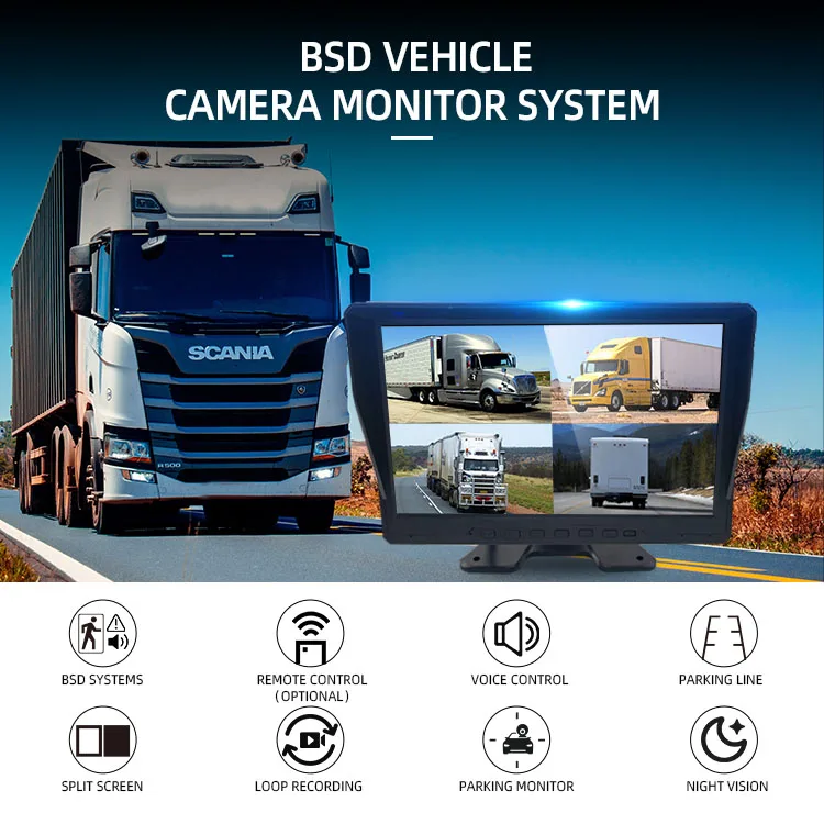 Wemaer 10.1 Inch AI Reverse Camera System Pedestrian Vehicle Detection for Trucks Trailers RVs Vans Construction Vehicles factory