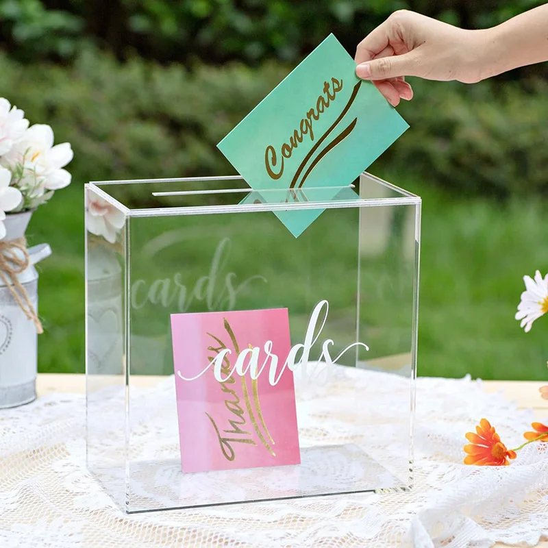 Custom Clear Acrylic Gift Card Box Wedding Envelope Card Holder For ...