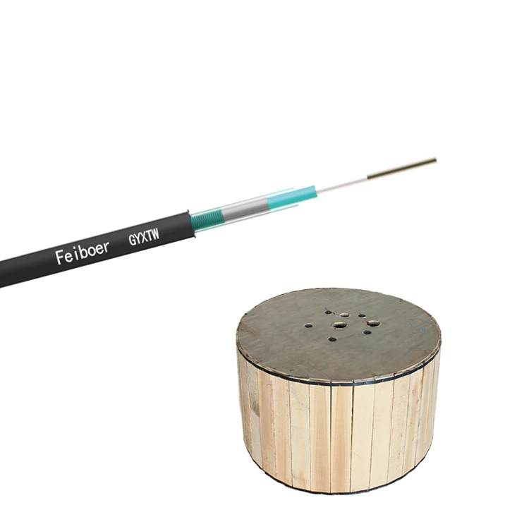 High srength GYXTW 4 core fiber optic cable price per meter with wooden drum metal cable wire for duct aerial application