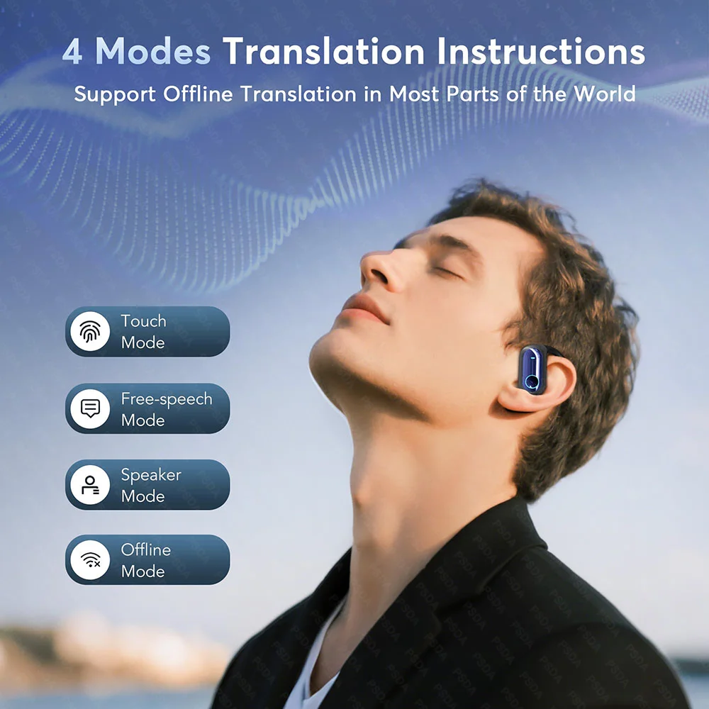 133+ AI Languages AI Translation Earbuds BT5.4 Headphones Translator 4-in-1 Smart Mode T aperçu 6