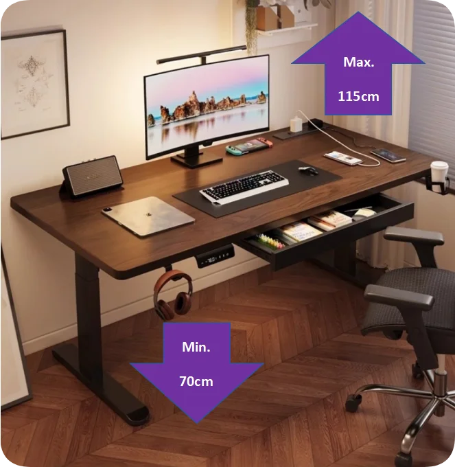 Lift Height Adjustable Stand Electric Sit Stand Desk Automatic Best Single Motor Standing Desk Electric Heavy Duty with Drawer details