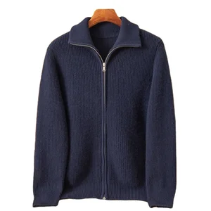 Custom Men's Half High Neck Winter Sweater Breathable Zip Knitted Front Cardigan with Logo Design Custom Knit Sweater