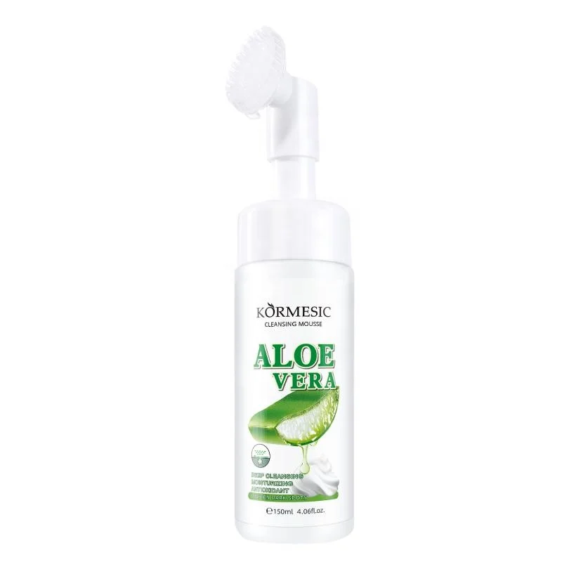KORMESIC 150ml Aloe Vera Foaming Cleanser Mousse - Gentle Face Wash with  Silicone Brush for All Skin Types