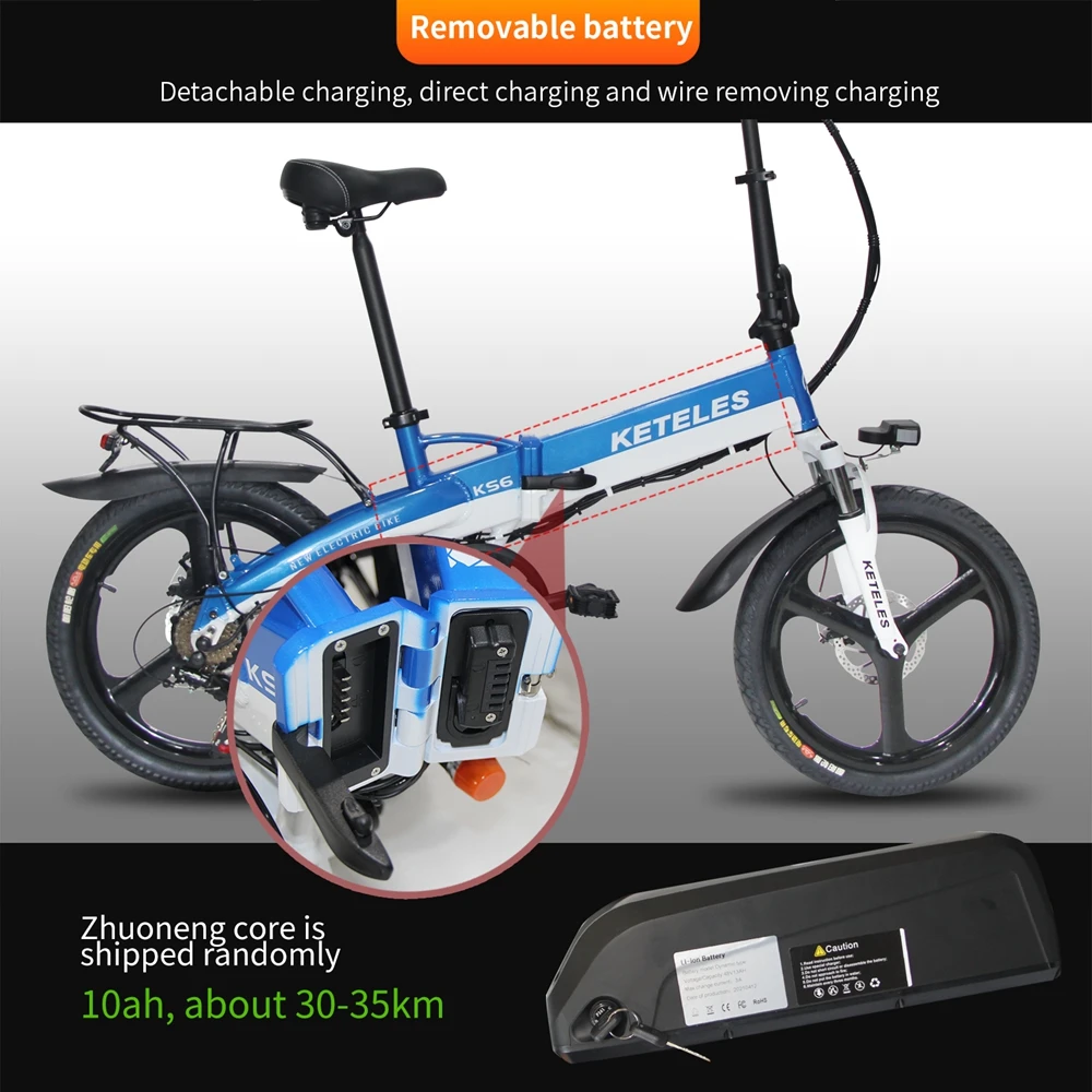 KETELES KS6 integrated wheel folding Electric Bicycle 48V 350W 10AH 20 inch wheel Folding Electric Bike