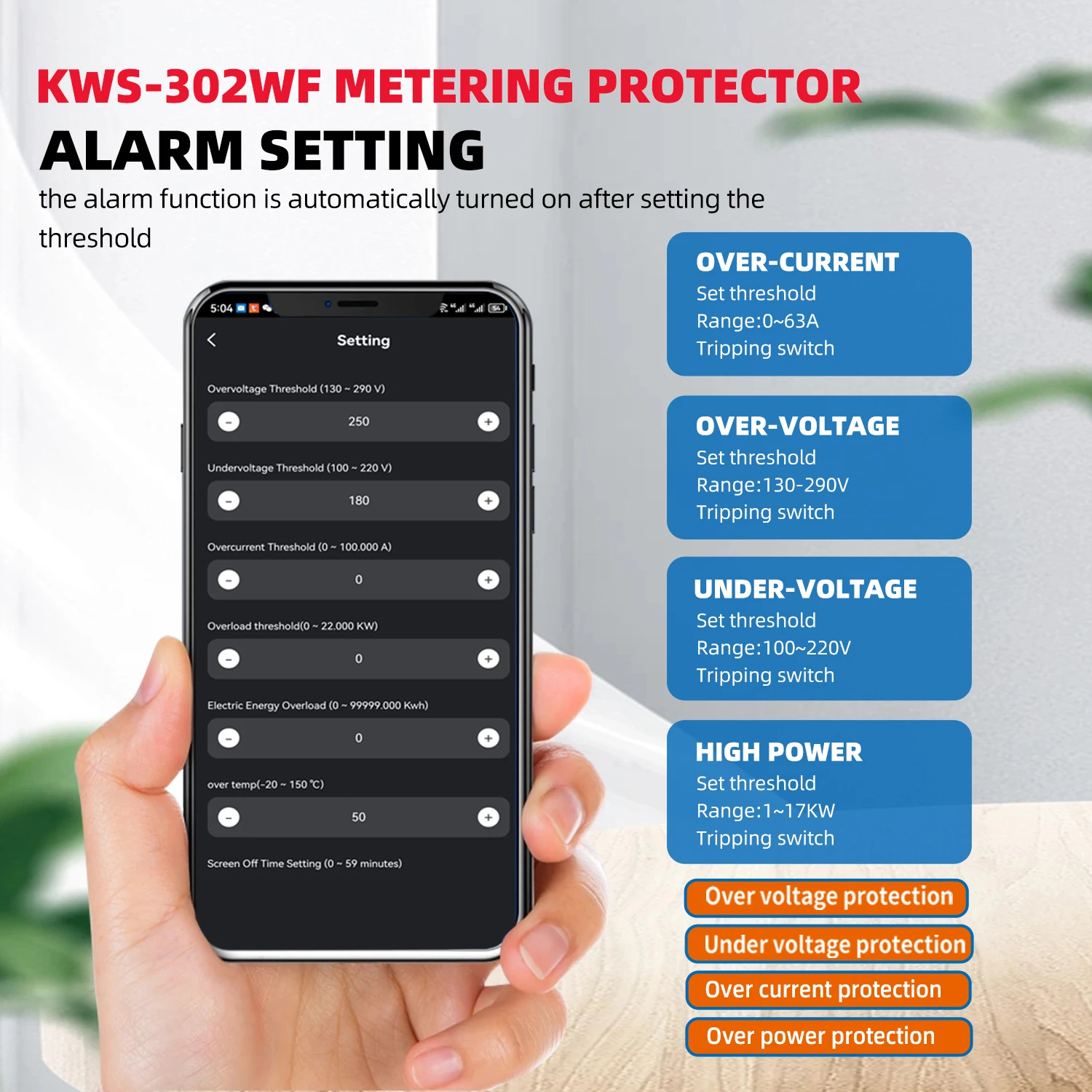 63A Tuya WIFI Smart Switch Circuit Breaker Energy Meter KWh Power Metering Timer Relay Remote Control Voltage Protect Smart Life