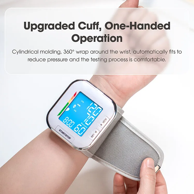 TRANSTEK Portable and Light LCD Display BP Apparatus Wrist Automatic Digital Blood Pressure Checking Monitor Machine