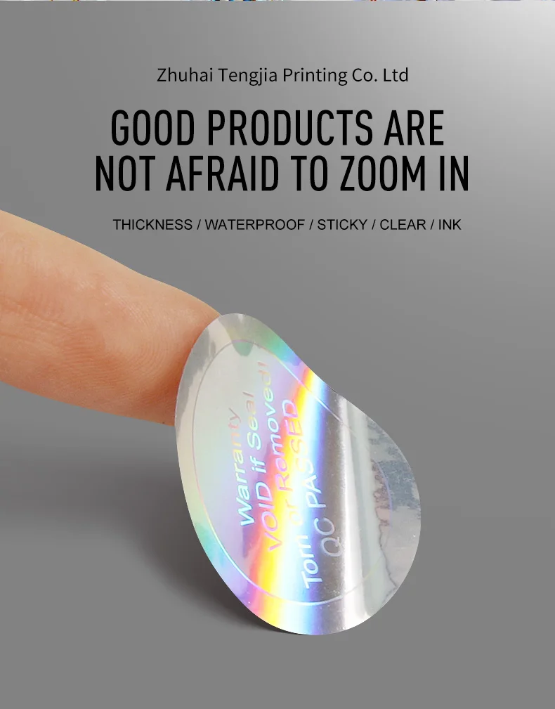 Waterproof Holographic security Self Adhesive round Label Hologram Sticker