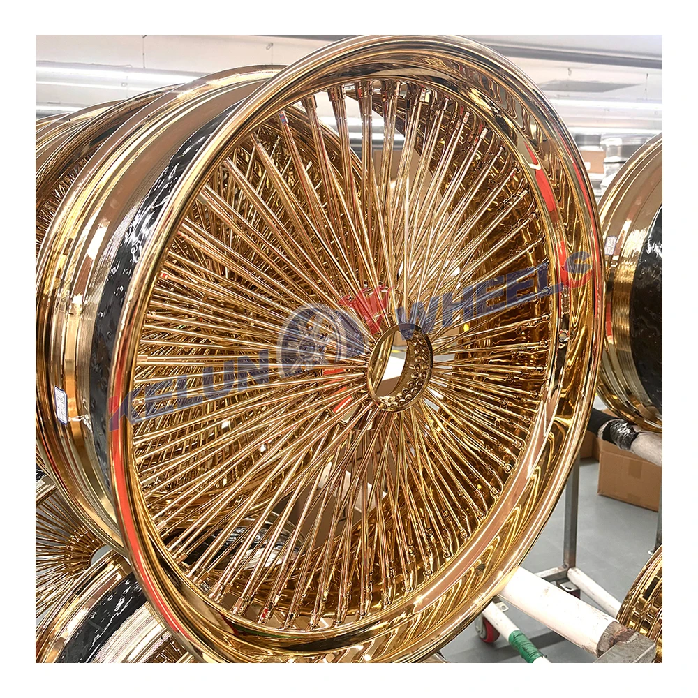 Kelunブランド24x10ローライダーワイヤーホイールゴールド200