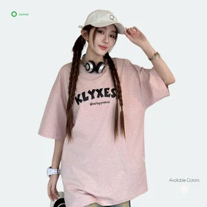 New Summer Unisex Crew-Neck Knitted Breathable Half Sleeve Casual Comfortable Loose Fit Garment Dyed Polyester/Cotton