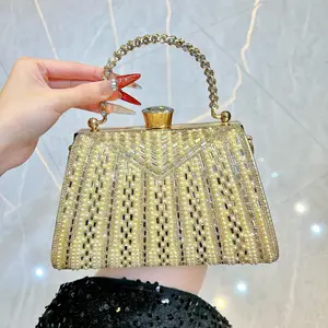 New Light Luxury Ladies' Banquet Bag Shiny Crossbody Bag with Chain Diamond Encrusted Handbag for Women