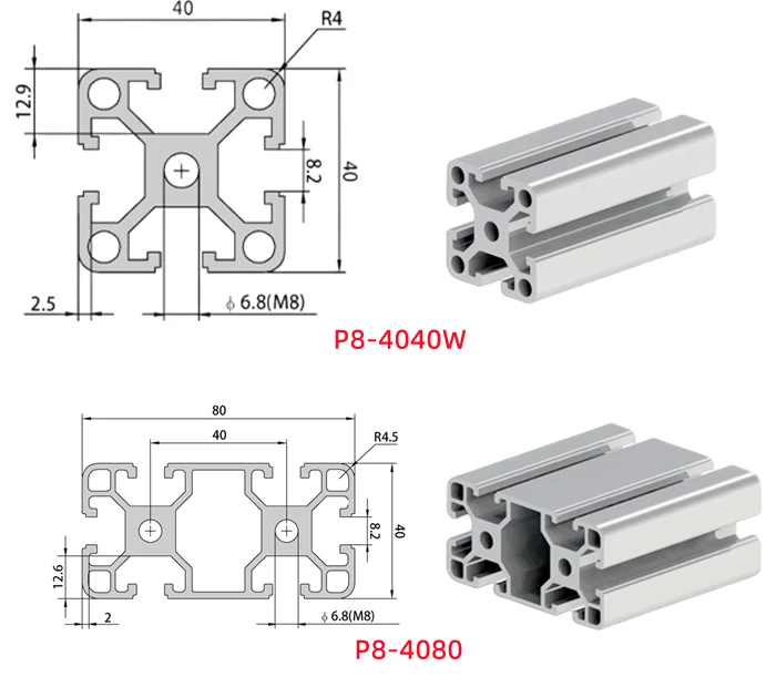 European Standard Anodized 40x80 4080 C Beam Aluminum Extrusion Profile