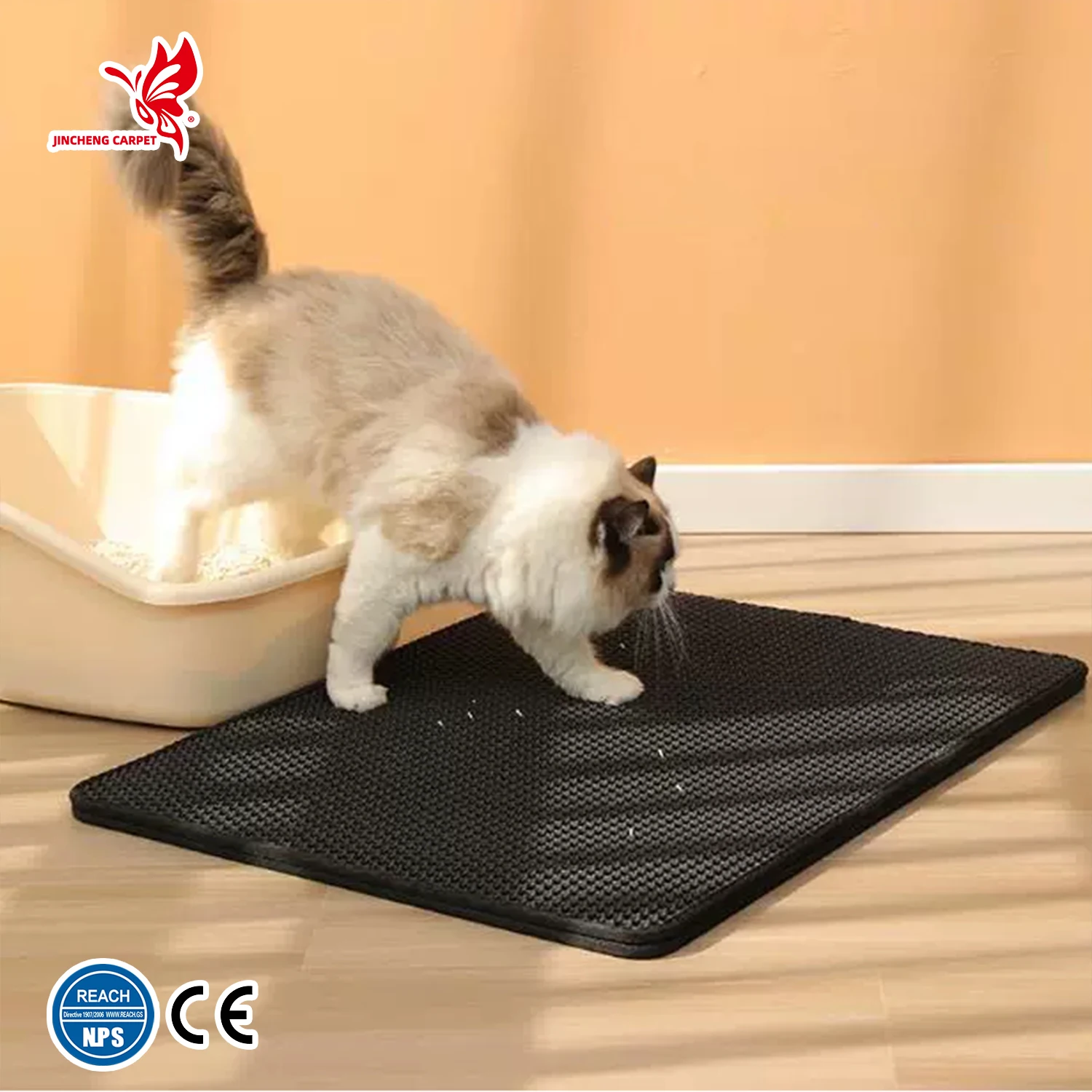 Double Layer Honeycomb Cat Litter Trapping Mat Kitty Litter Mat Anti-Slip  Back Layer Soft on Paws Cat Litter Mat for Cat