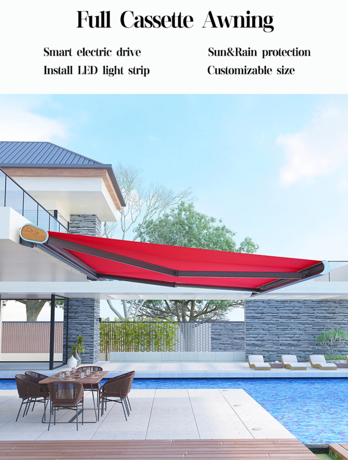 Kakadu Custom Electric Retractable Outdoor Awnings Customizable ...