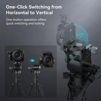 SmallRig CT195 Video Tripod Kit Camera Tripod with Pan Tilt Fluid Head for Vertical/Horizontal Shooting 4307 detail image
