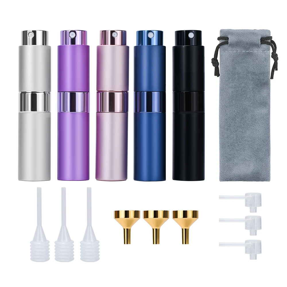 Twist up Perfume Atomizer 8ml 10ml 15ml Aluminum Travel Glass Spray Perfume Refillable Bottles